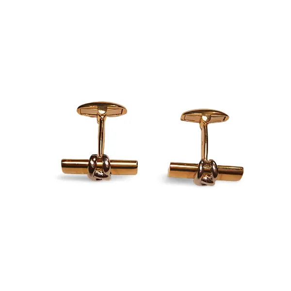 Handsome 14K Two-Tone 2-Tone White Gold Knot Mens Cufflinks