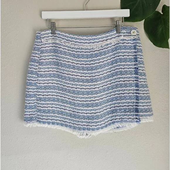HOUSE OF HARLOW 1960 Pastel Blue and White Skort Tweed Mini Preppy Size 12