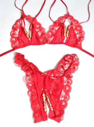 Hungry Crotchless Undies & Bra Set