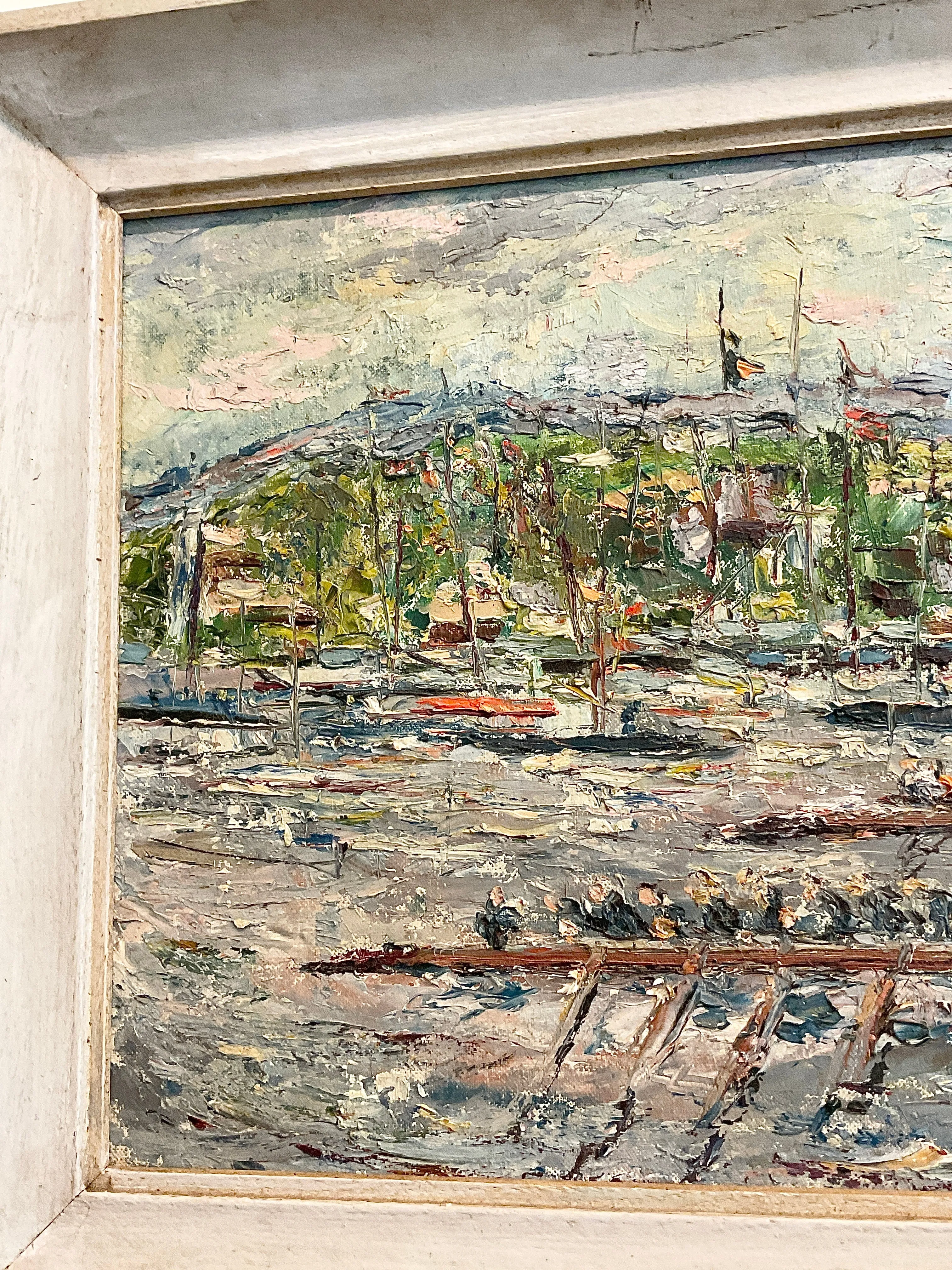 Impressionistic Painting of Rowing Regatta Race Signed W. Campbell 1967