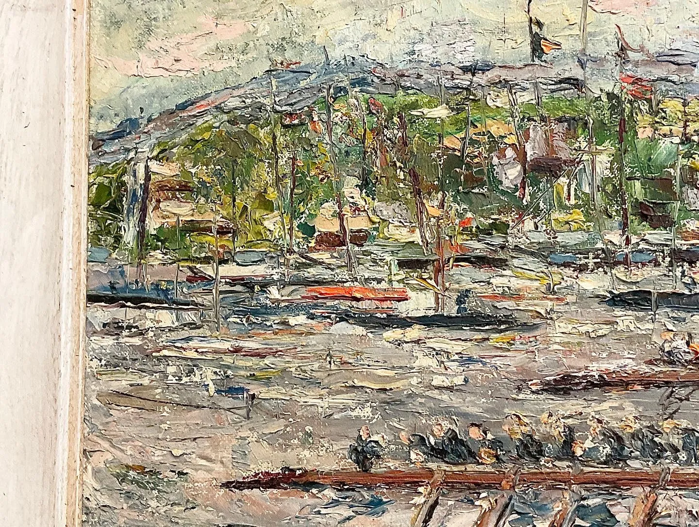 Impressionistic Painting of Rowing Regatta Race Signed W. Campbell 1967