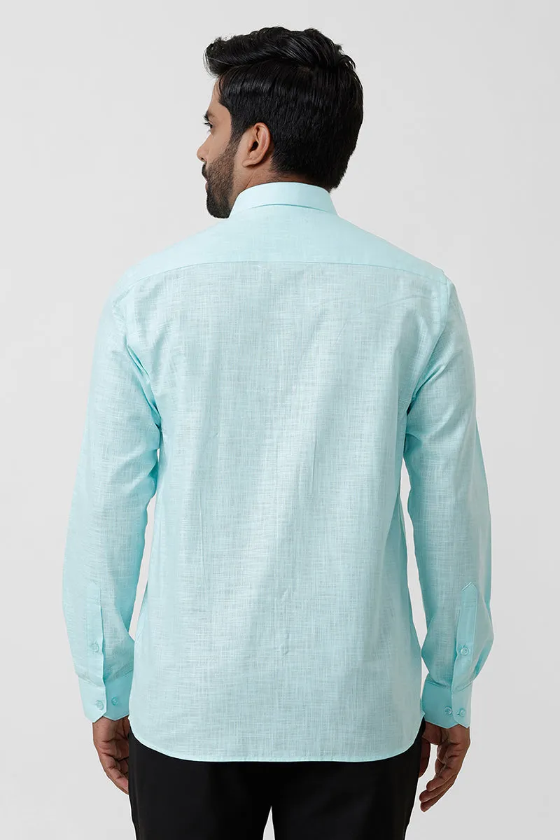 Indo Cotton - Sky Blue Formal Shirts For Men | Ariser