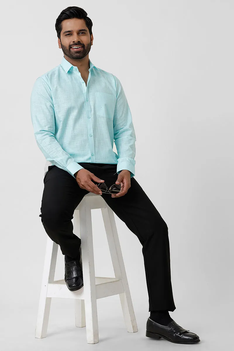 Indo Cotton - Sky Blue Formal Shirts For Men | Ariser