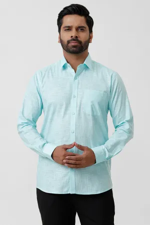 Indo Cotton - Sky Blue Formal Shirts For Men | Ariser