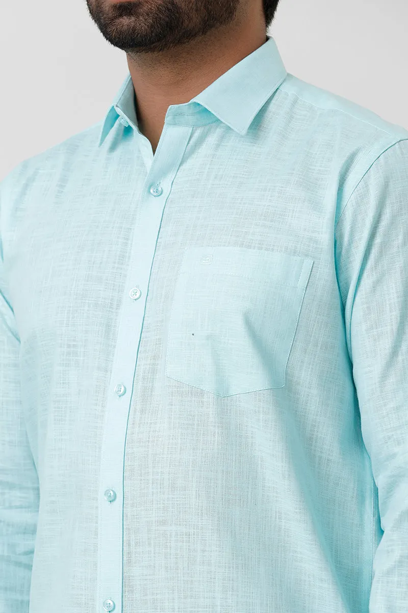 Indo Cotton - Sky Blue Formal Shirts For Men | Ariser