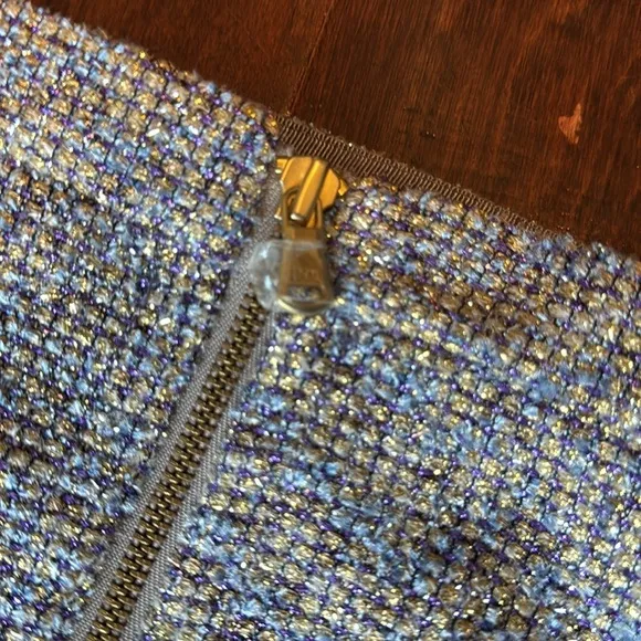 J.Crew lavender Gold Sparkle Tweed Zip Front Skirt size 6 pencil Christmas ready