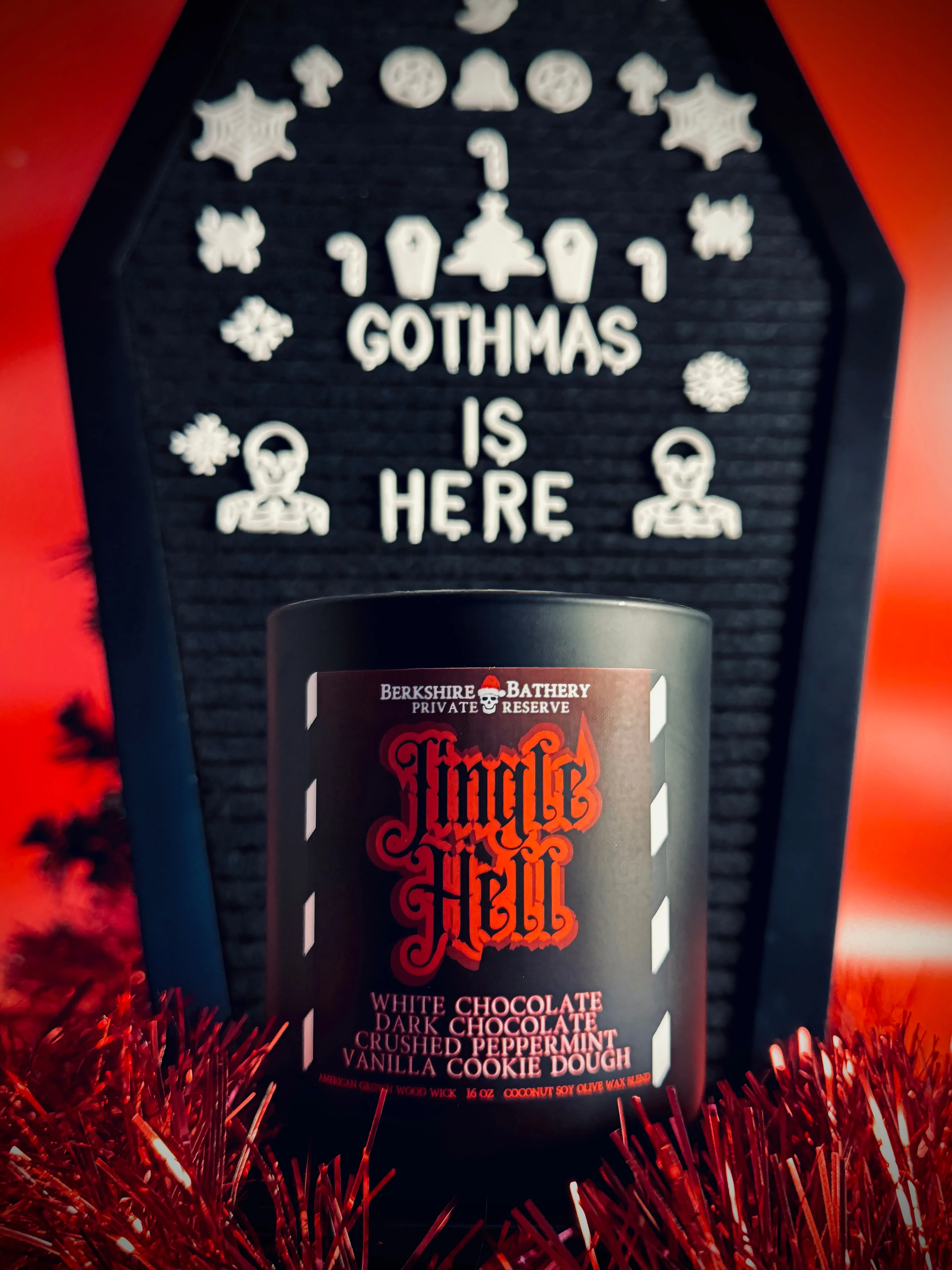 JINGLE HELL | Sweet   Salty Peppermint - 16oz Wood Wick Candle