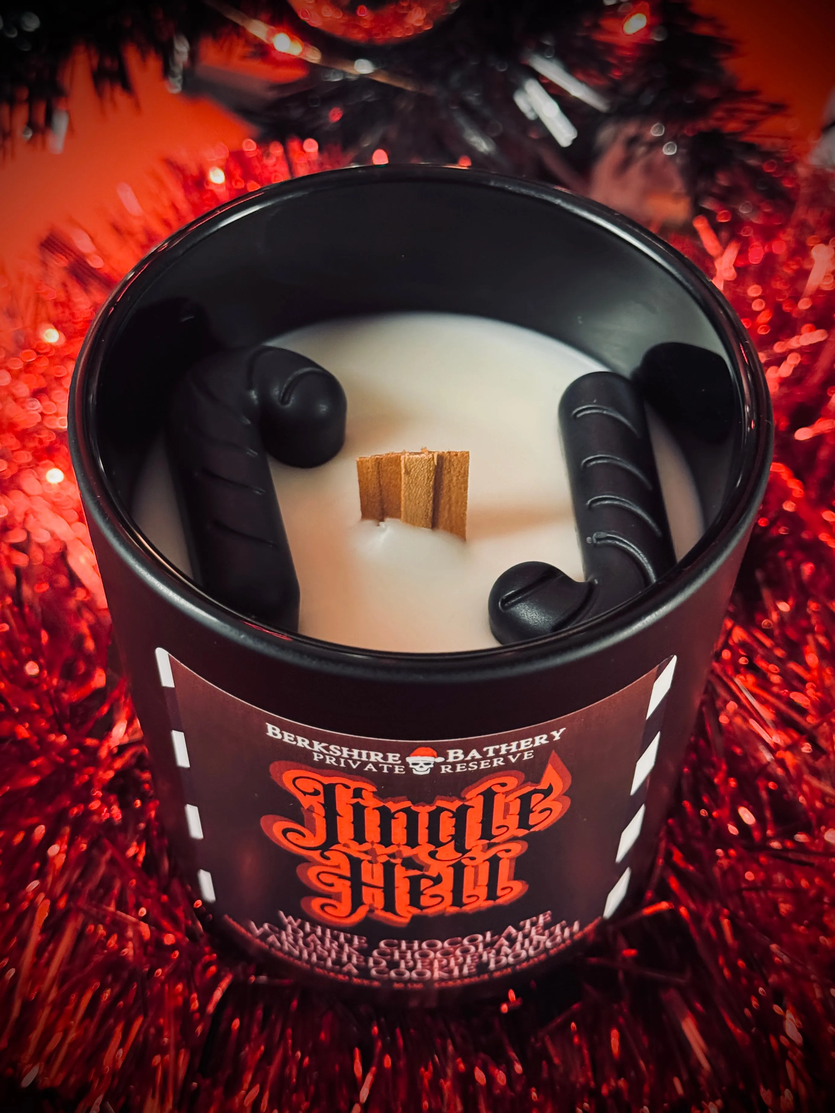 JINGLE HELL | Sweet   Salty Peppermint - 16oz Wood Wick Candle