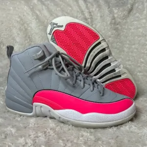 Jordan 12 Retro Wolf Grey Racer Pink 2019 Girls Shoe‎ Cool Grey Size 6Y