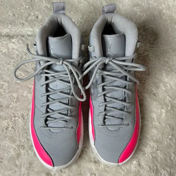 Jordan 12 Retro Wolf Grey Racer Pink 2019 Girls Shoe‎ Cool Grey Size 6Y