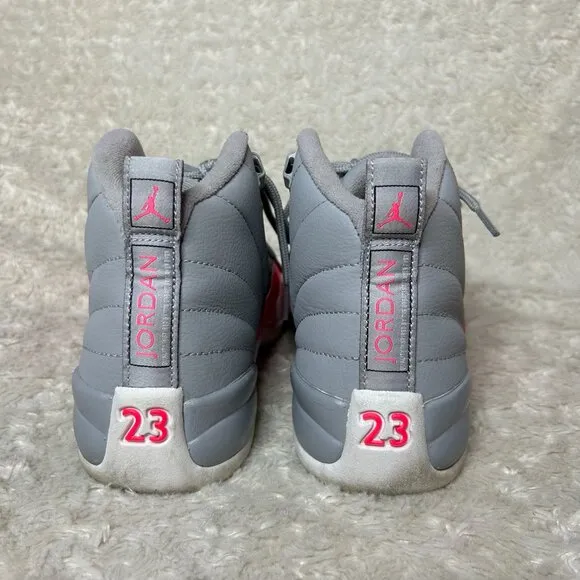 Jordan 12 Retro Wolf Grey Racer Pink 2019 Girls Shoe‎ Cool Grey Size 6Y