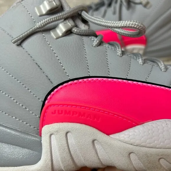Jordan 12 Retro Wolf Grey Racer Pink 2019 Girls Shoe‎ Cool Grey Size 6Y