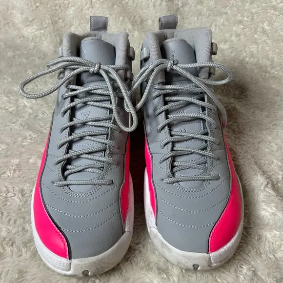 Jordan 12 Retro Wolf Grey Racer Pink 2019 Girls Shoe‎ Cool Grey Size 6Y