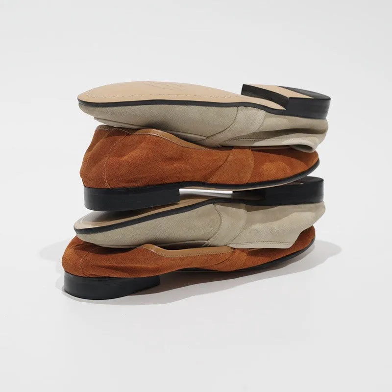 JULIETTA - Full Strap Penny Loafer Suede : Orange (Unlined)