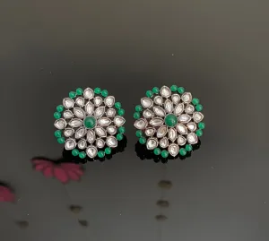 Kundan Flower Design Studs With Victorian Plating DT24
