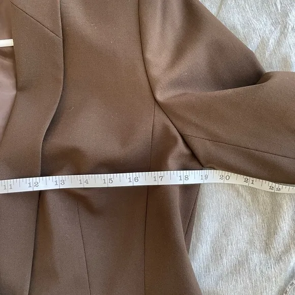 Lafayette 148 New York Brown Wool One Button Long Sleeve Blazer Size 8 Women's