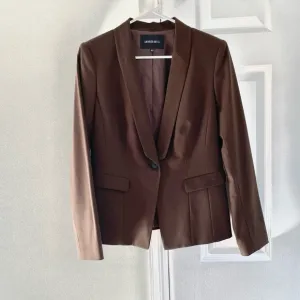 Lafayette 148 New York Brown Wool One Button Long Sleeve Blazer Size 8 Women's