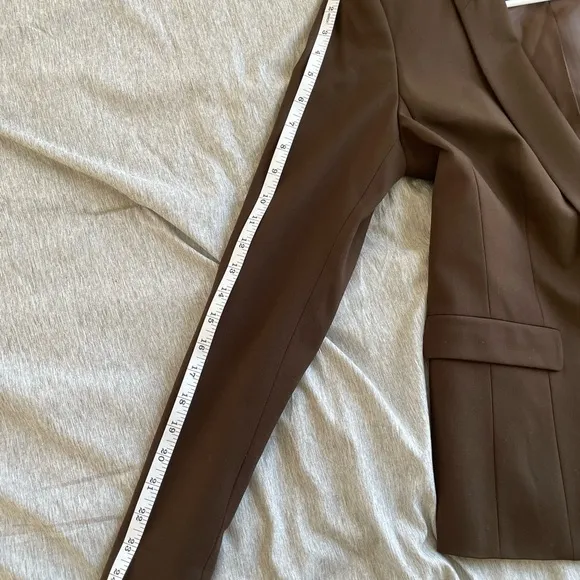 Lafayette 148 New York Brown Wool One Button Long Sleeve Blazer Size 8 Women's