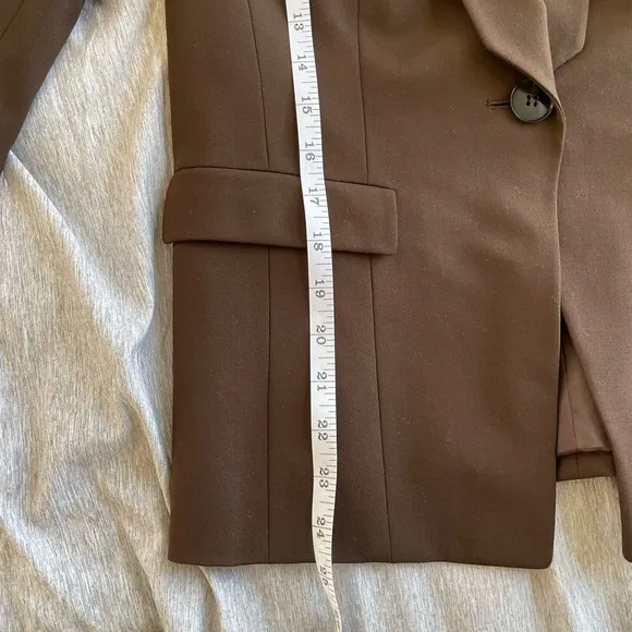 Lafayette 148 New York Brown Wool One Button Long Sleeve Blazer Size 8 Women's