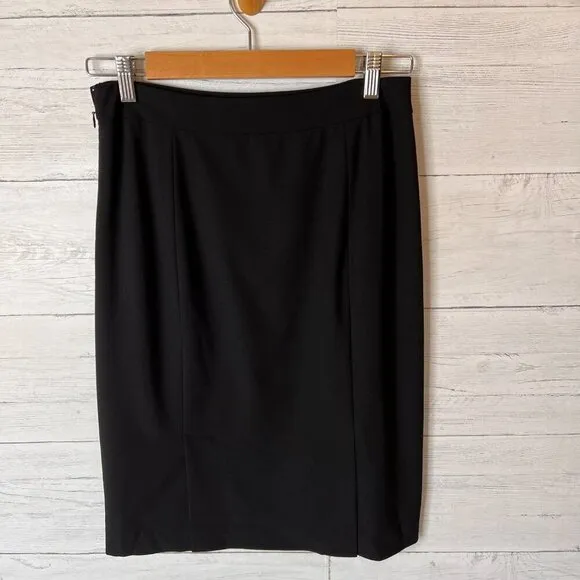 Lafayette 148 New York Skirt Womens Size 4 Black Wool Blend Double Vent Pencil