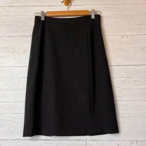 Lafayette 148 New York Skirt Womens Size 4 Black Wool Blend Double Vent Pencil