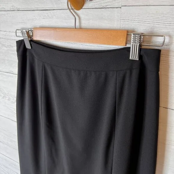 Lafayette 148 New York Skirt Womens Size 4 Black Wool Blend Double Vent Pencil