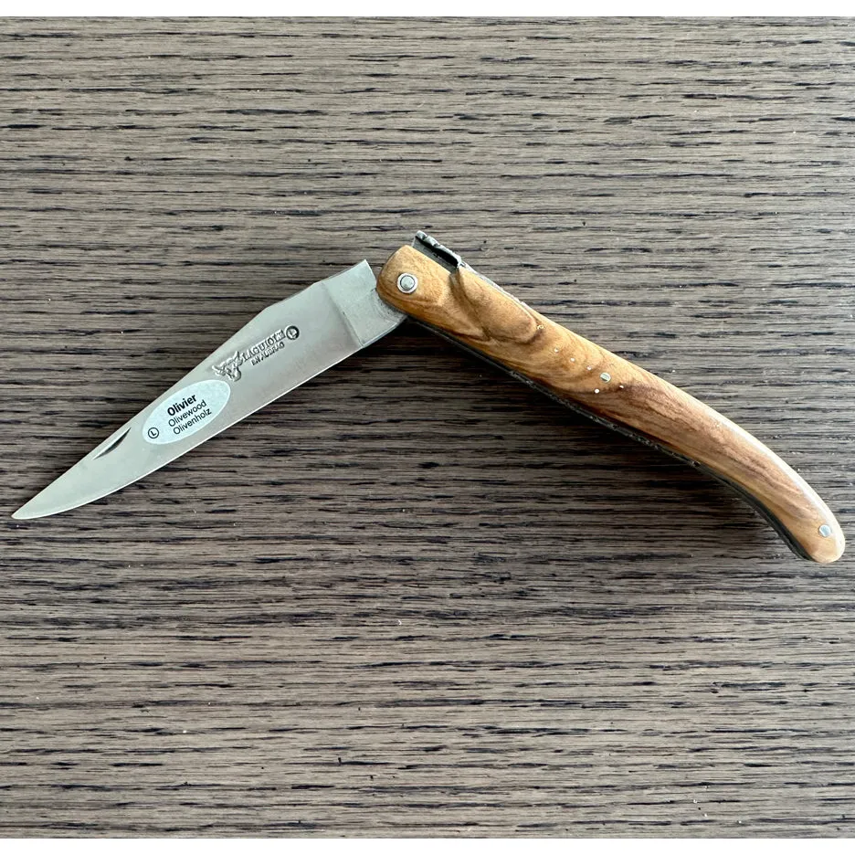 Laguiole en Aubrac Luxury Handcrafted Plated Multipurpose Knife, Full Olivewood Handle, 4.75-Inches