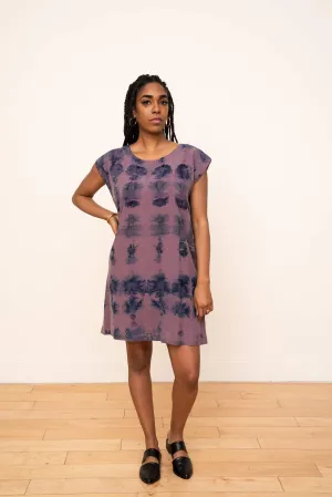 Laguna Shift Dress in Ikat Plum and Blue
