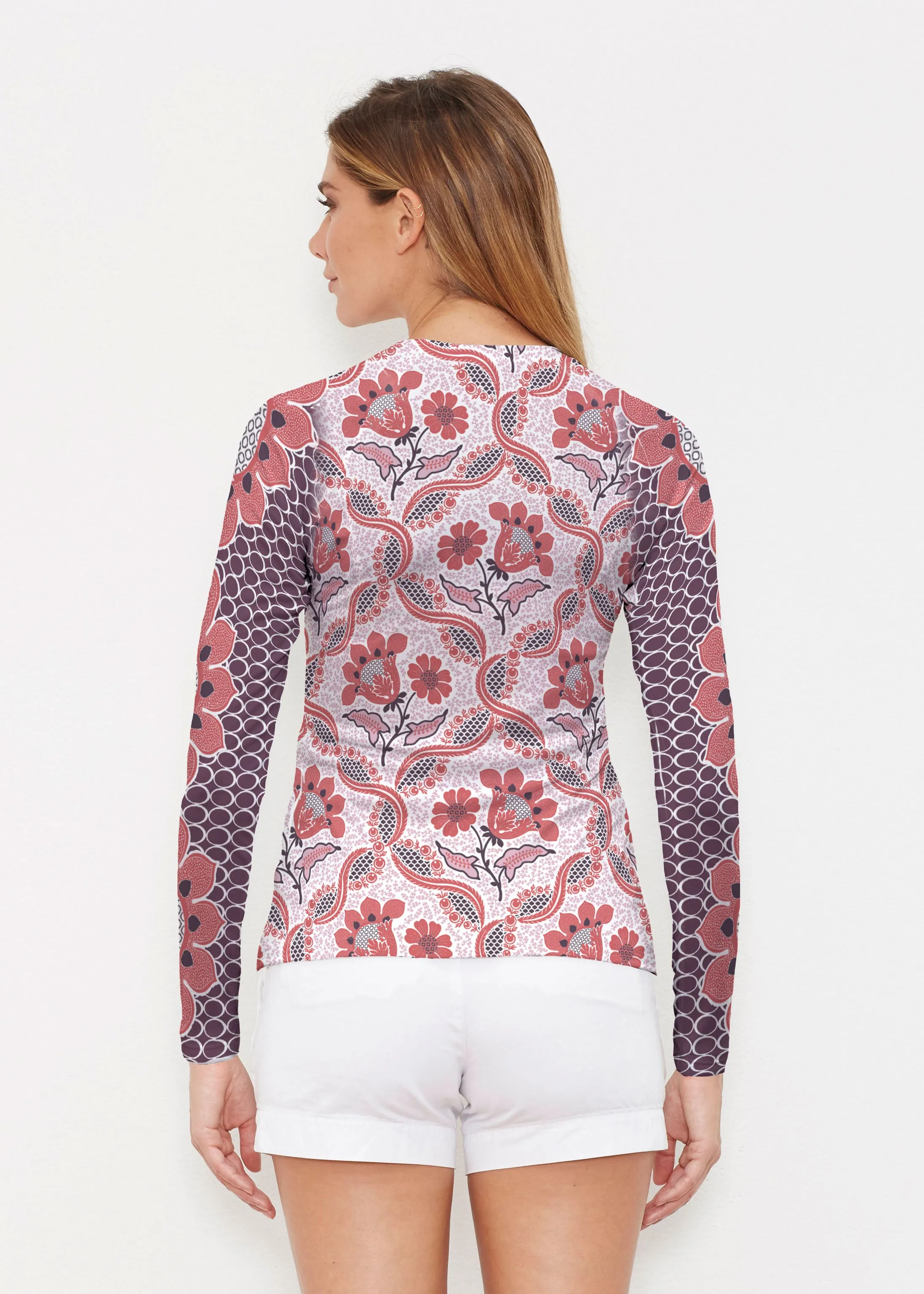 Lattice Floral (7959) ~ Long Sleeve Rash Guard