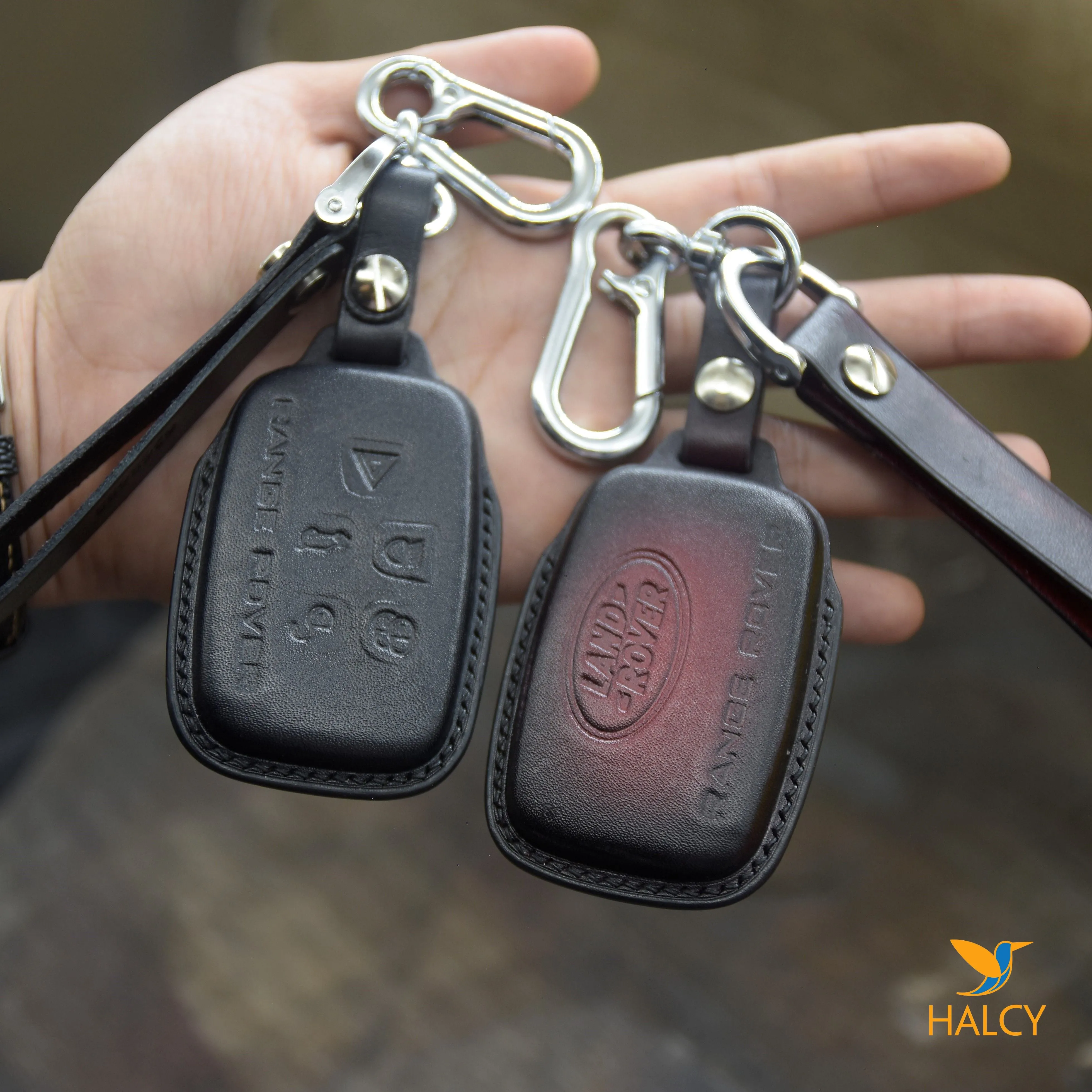 Leather Car Key Fob Cover For Land Rover, Range Rover Sport Evoque, Velar Discovery, Hse Land Rover lr3 lr2 lr4, Personalized name tag