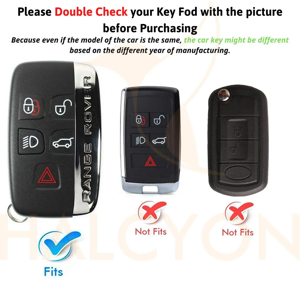 Leather Car Key Fob Cover For Land Rover, Range Rover Sport Evoque, Velar Discovery, Hse Land Rover lr3 lr2 lr4, Personalized name tag
