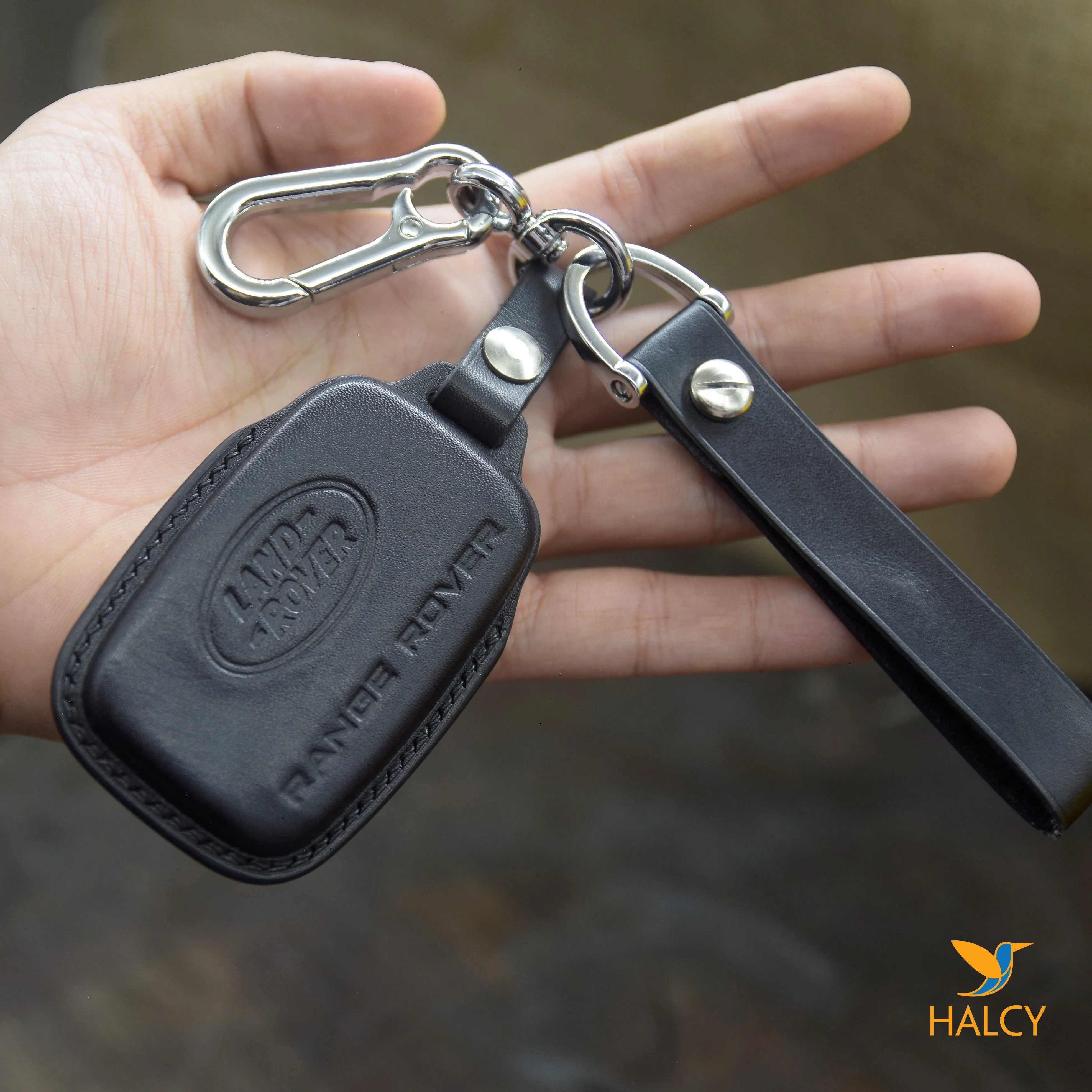 Leather Car Key Fob Cover For Land Rover, Range Rover Sport Evoque, Velar Discovery, Hse Land Rover lr3 lr2 lr4, Personalized name tag