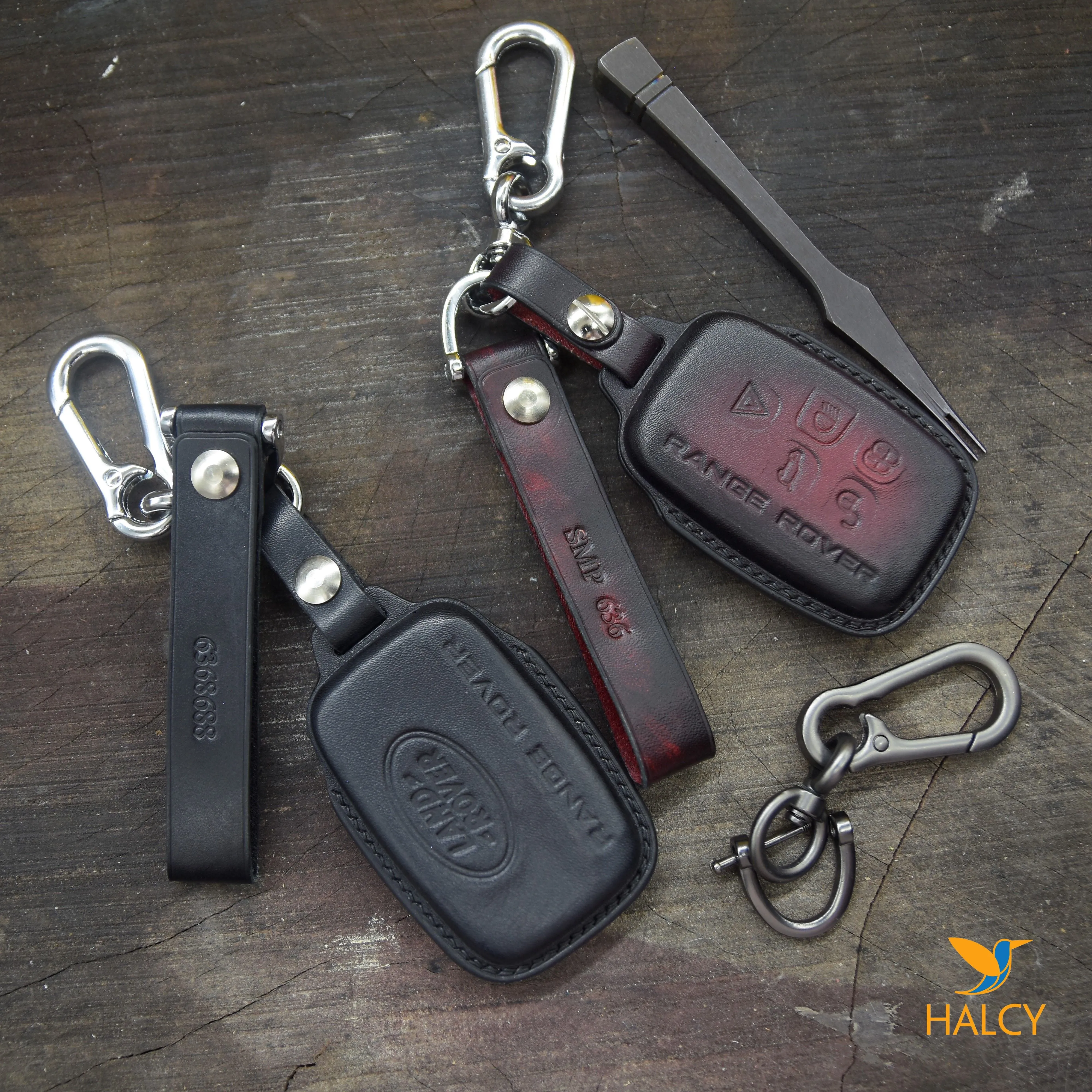 Leather Car Key Fob Cover For Land Rover, Range Rover Sport Evoque, Velar Discovery, Hse Land Rover lr3 lr2 lr4, Personalized name tag
