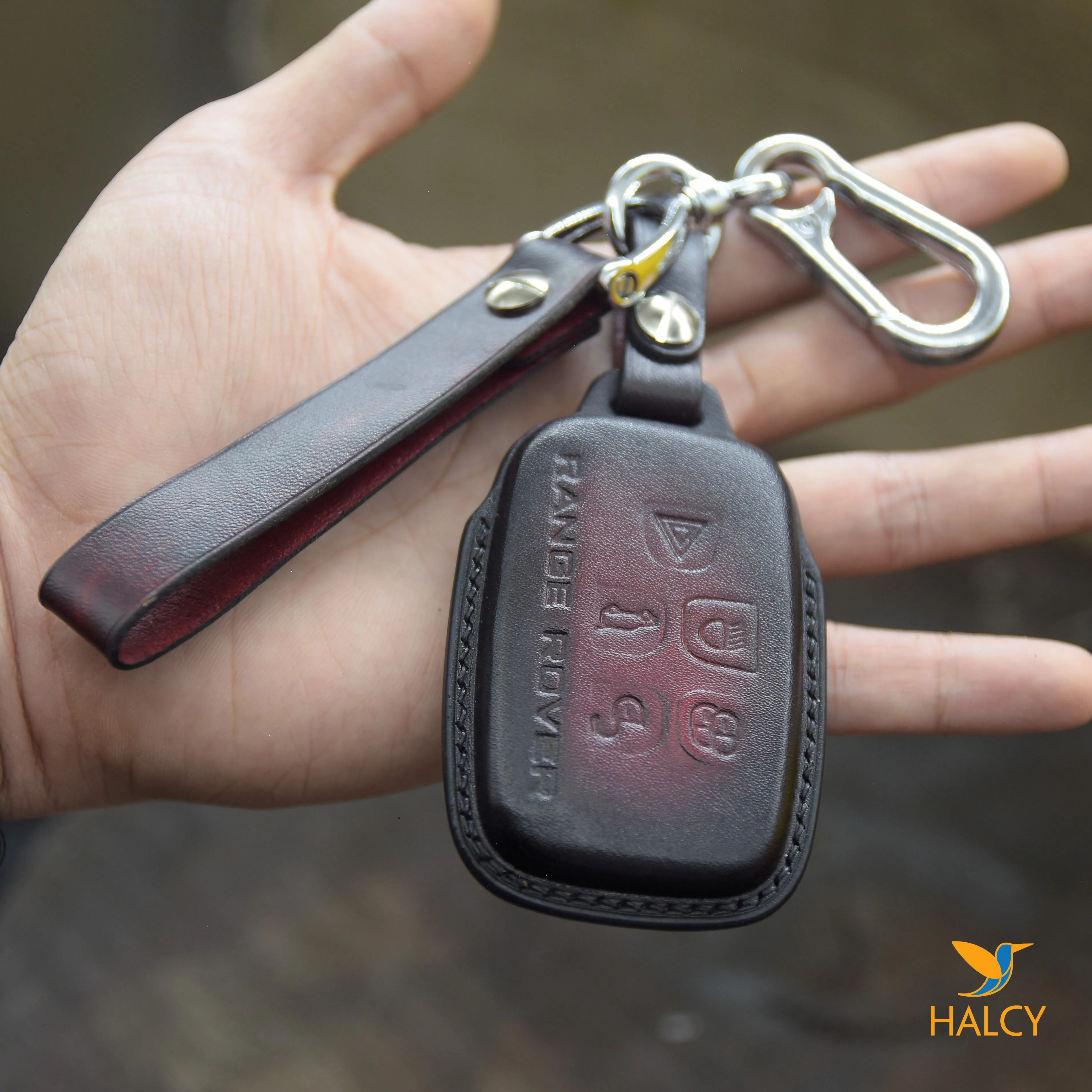 Leather Car Key Fob Cover For Land Rover, Range Rover Sport Evoque, Velar Discovery, Hse Land Rover lr3 lr2 lr4, Personalized name tag