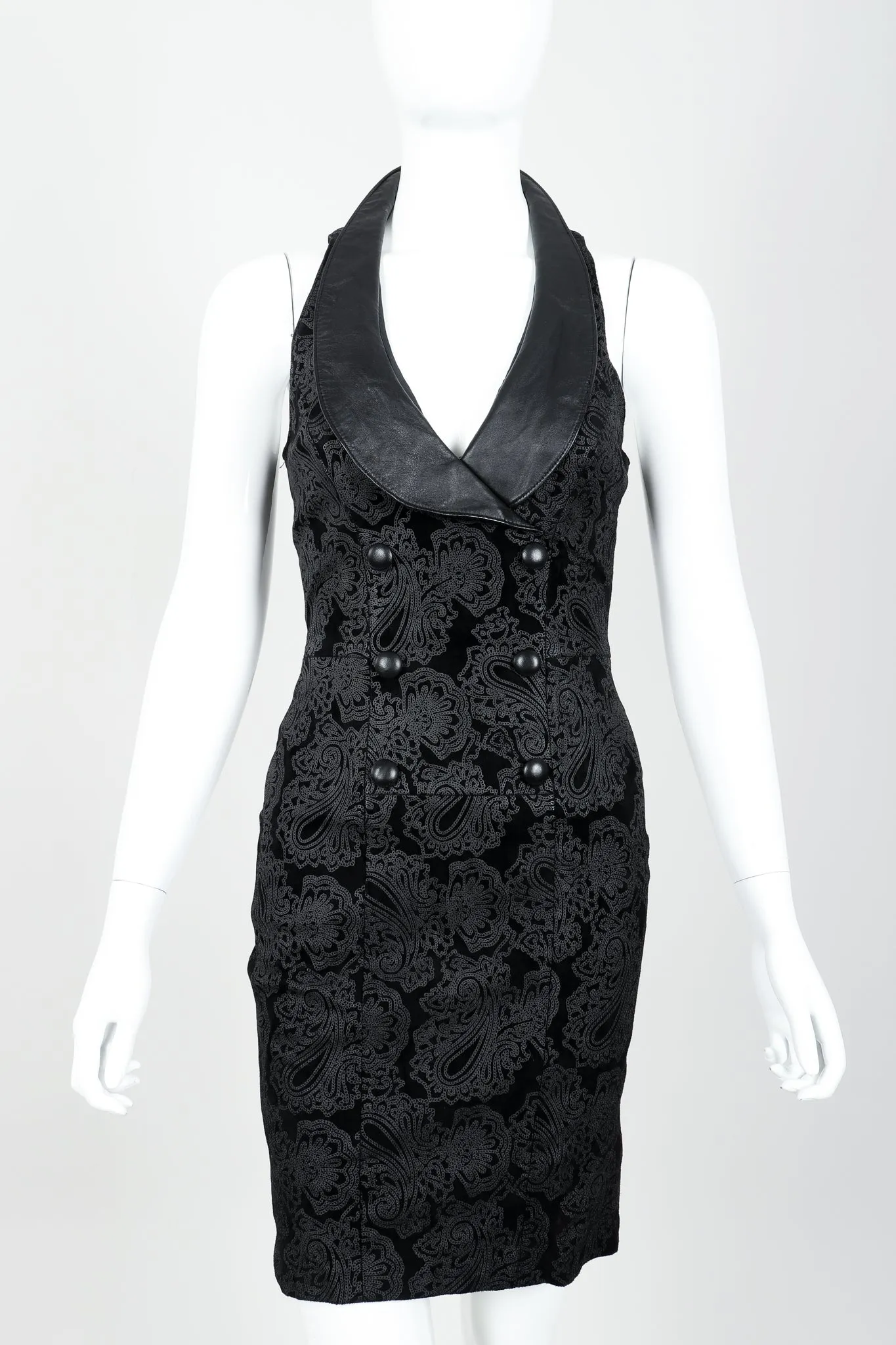 Leather Paisley Tuxedo Dress
