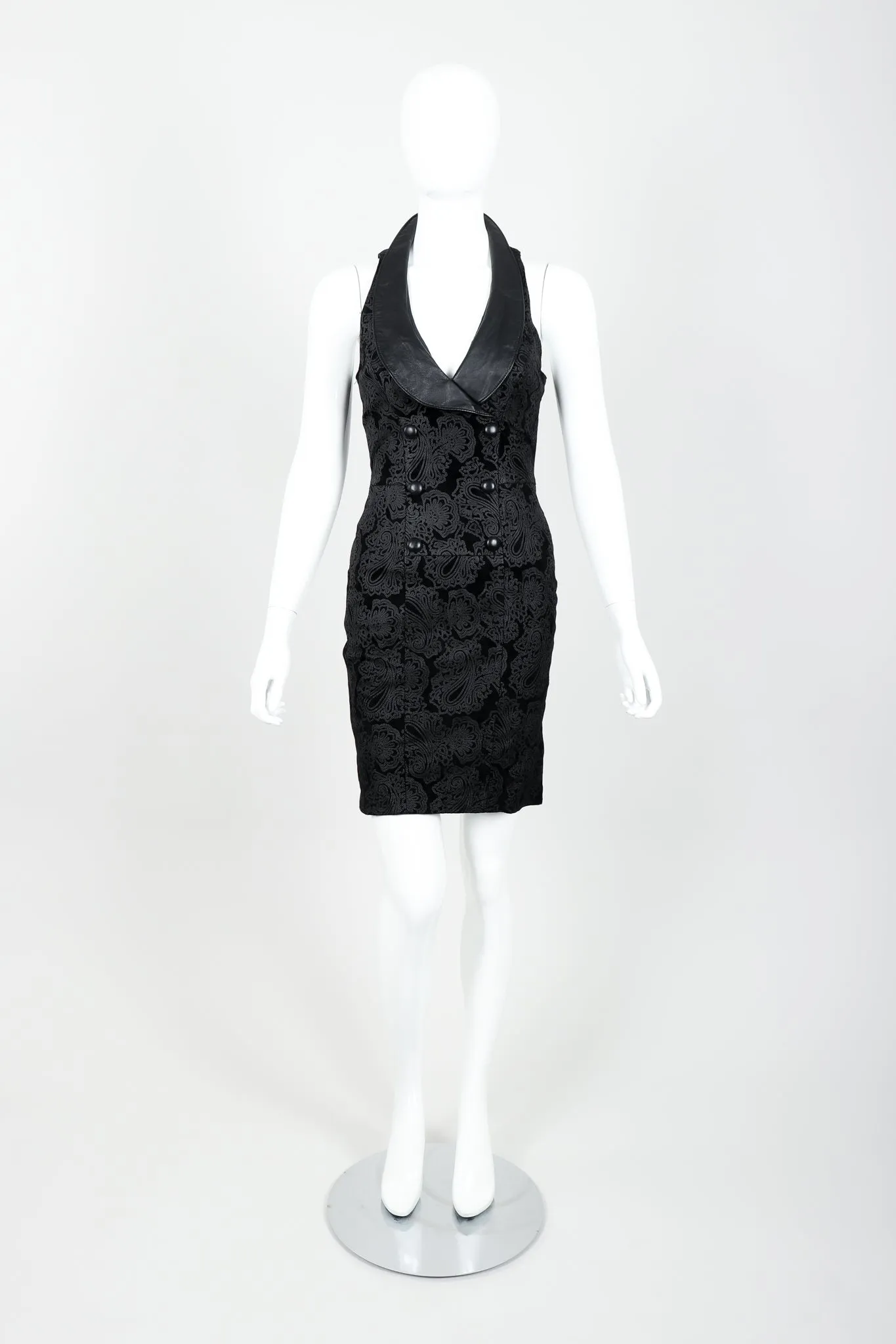 Leather Paisley Tuxedo Dress