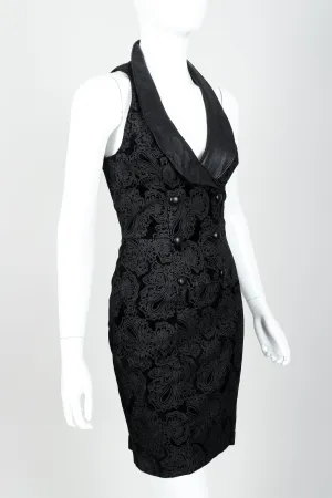 Leather Paisley Tuxedo Dress