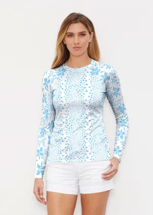 Leopard Rose Aqua (8028) ~ Long Sleeve Rash Guard
