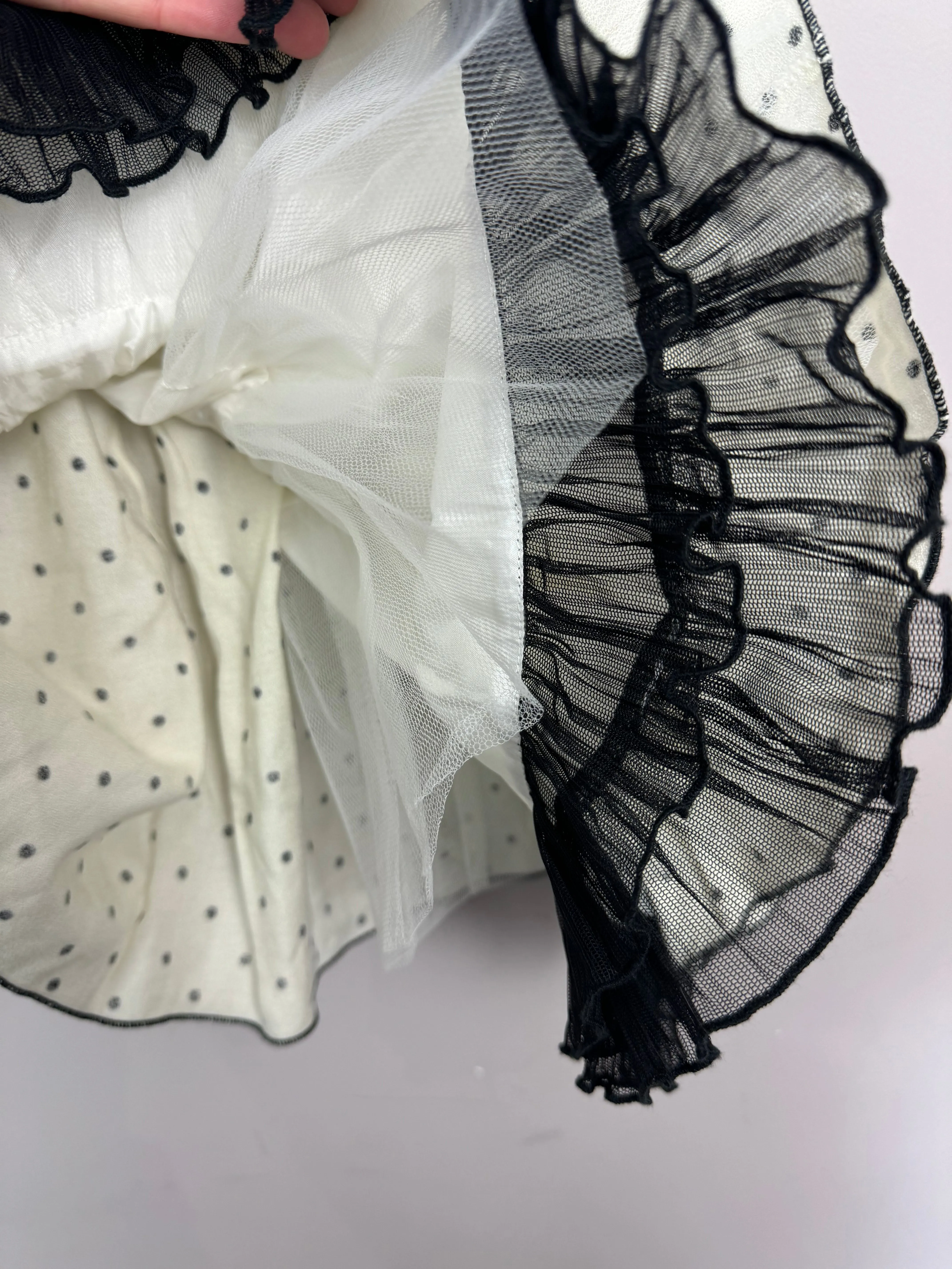 Lesy Ivory Spot Party Dress 3y but sizing 24m