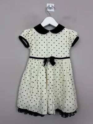 Lesy Ivory Spot Party Dress 3y but sizing 24m