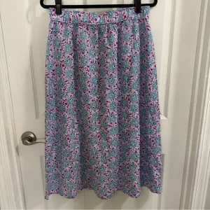 LOFT Floral Button Pull-on Midi Skirt Women’s size Medium Pink Blue Green colors