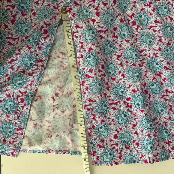 LOFT Floral Button Pull-on Midi Skirt Women’s size Medium Pink Blue Green colors