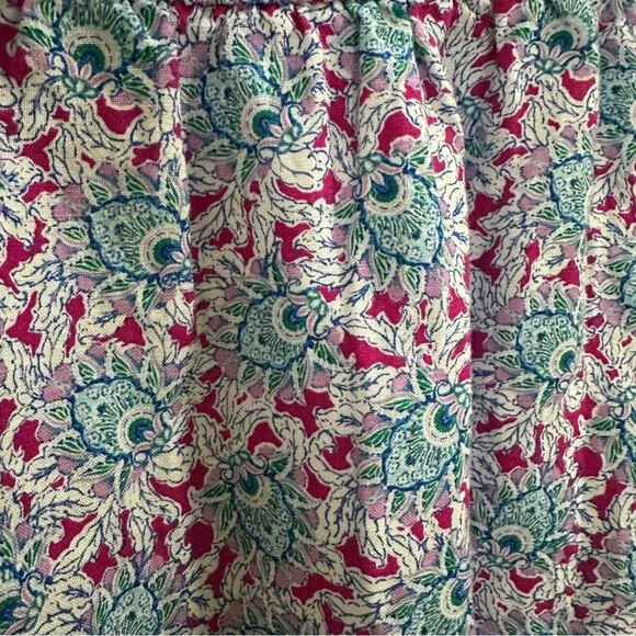 LOFT Floral Button Pull-on Midi Skirt Women’s size Medium Pink Blue Green colors