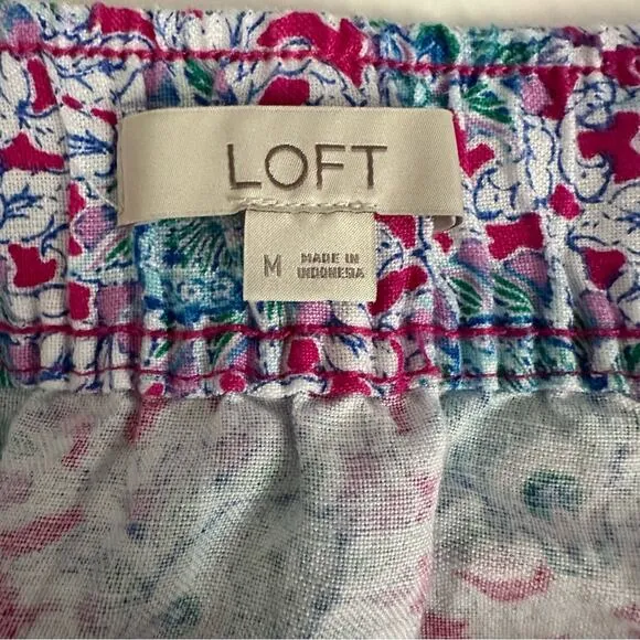 LOFT Floral Button Pull-on Midi Skirt Women’s size Medium Pink Blue Green colors