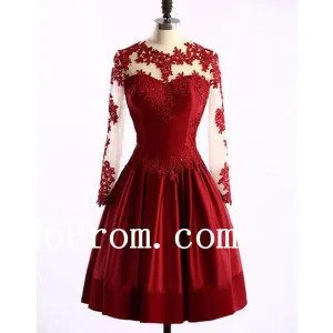 Long Sleeve Prom Dresses,Short Prom Dress,Evening Dress