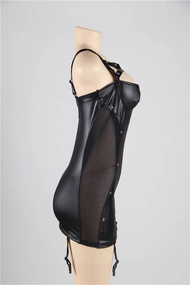 Look Black Sexy Egypt Leather Dress