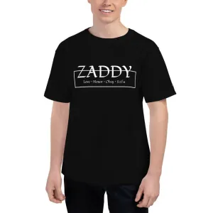 Love Honor Obey Zaddy Men's Champion T-Shirt - White on Black