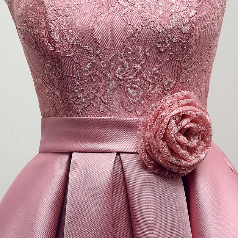 Lovely Lace and Satin Short Party Dress, Cute Homecoming Dress