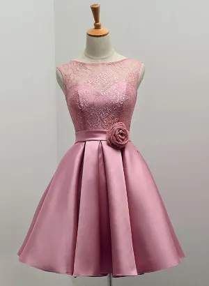Lovely Lace and Satin Short Party Dress, Cute Homecoming Dress