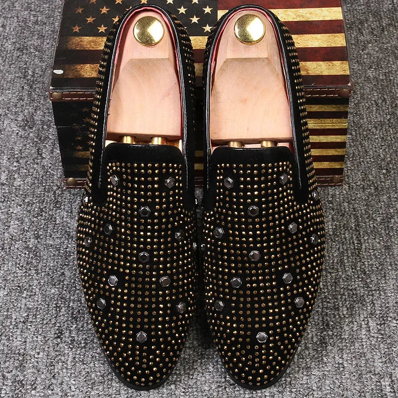 Luxurious slip-on shoes with stud embellishments